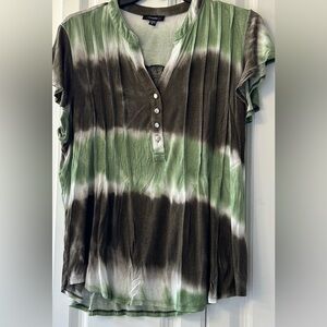 Cato Green and Brown Striped Blouse